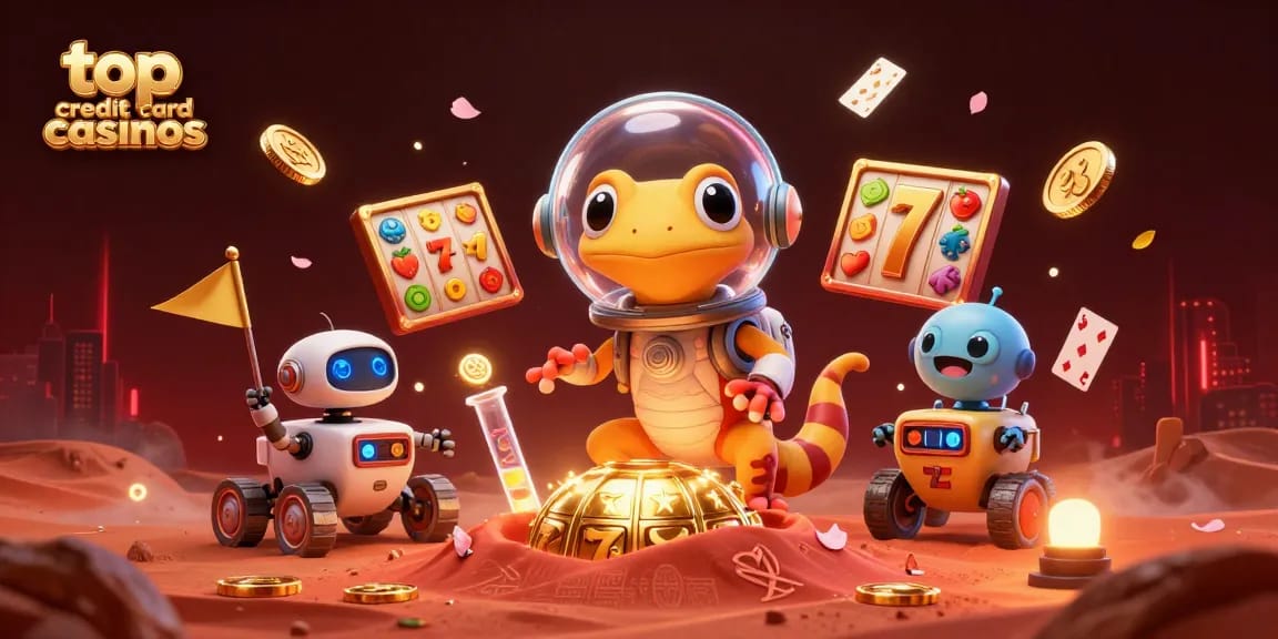 Experience the excitement of top credit card casinos with vibrant 3D characters discovering hidden treasures.