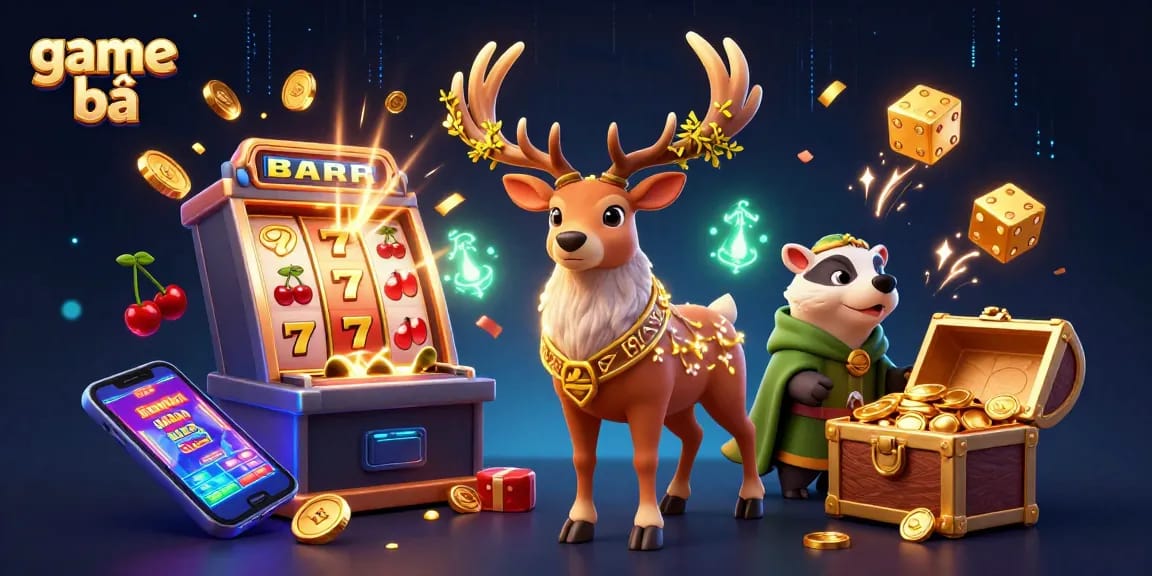 Experience thrilling games bài with exciting slot machines and dynamic casino elements in this captivating 3D scene.