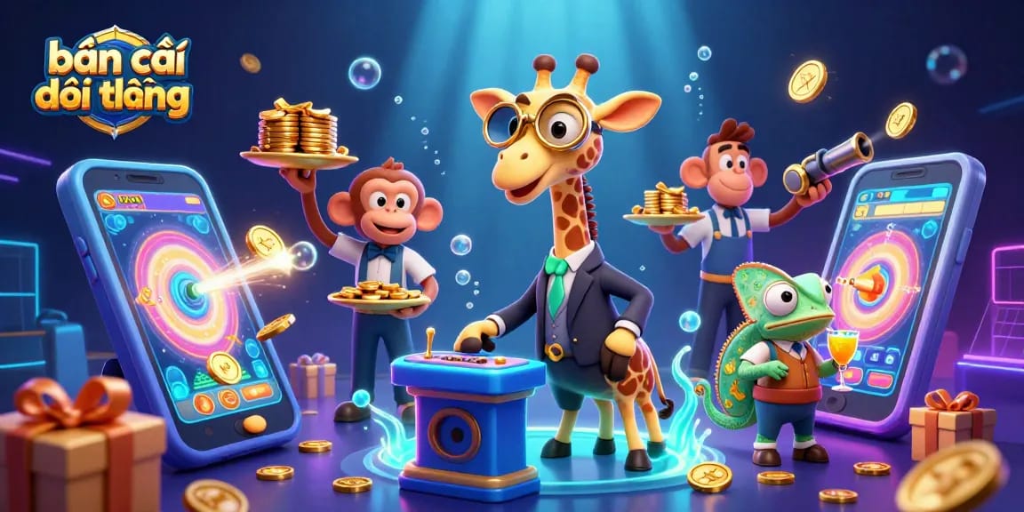 Engaging scene of bắn cá đổi thưởng featuring vibrant characters amidst an explosion of ocean-themed game elements