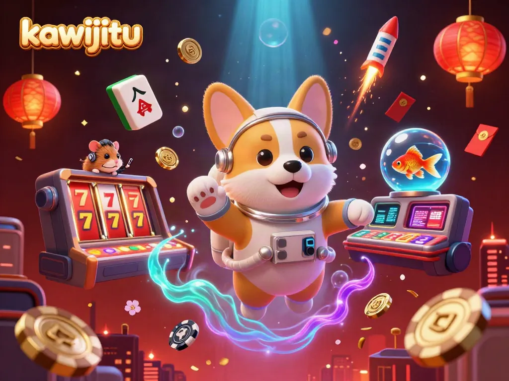 Experience the thrill with kawijitu as a corgi astronaut navigates floating casino riches.
