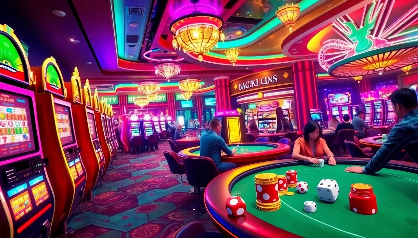 Experience the thrill of gaming at BET88 with vibrant slot machines and poker tables.
