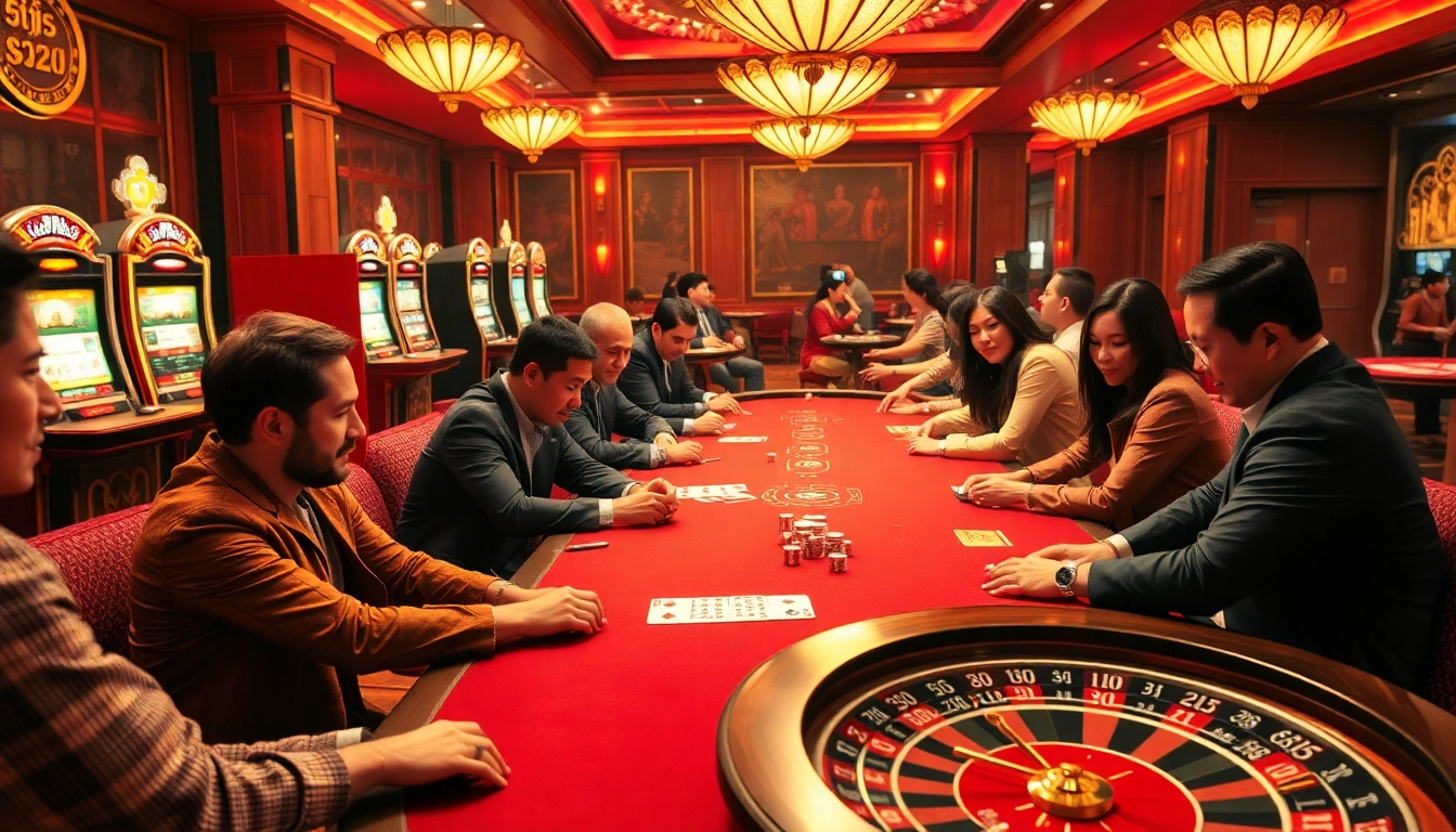 Engaging in exciting game bài đổi thưởng among friends at a casino table, capturing the thrill of high stakes.