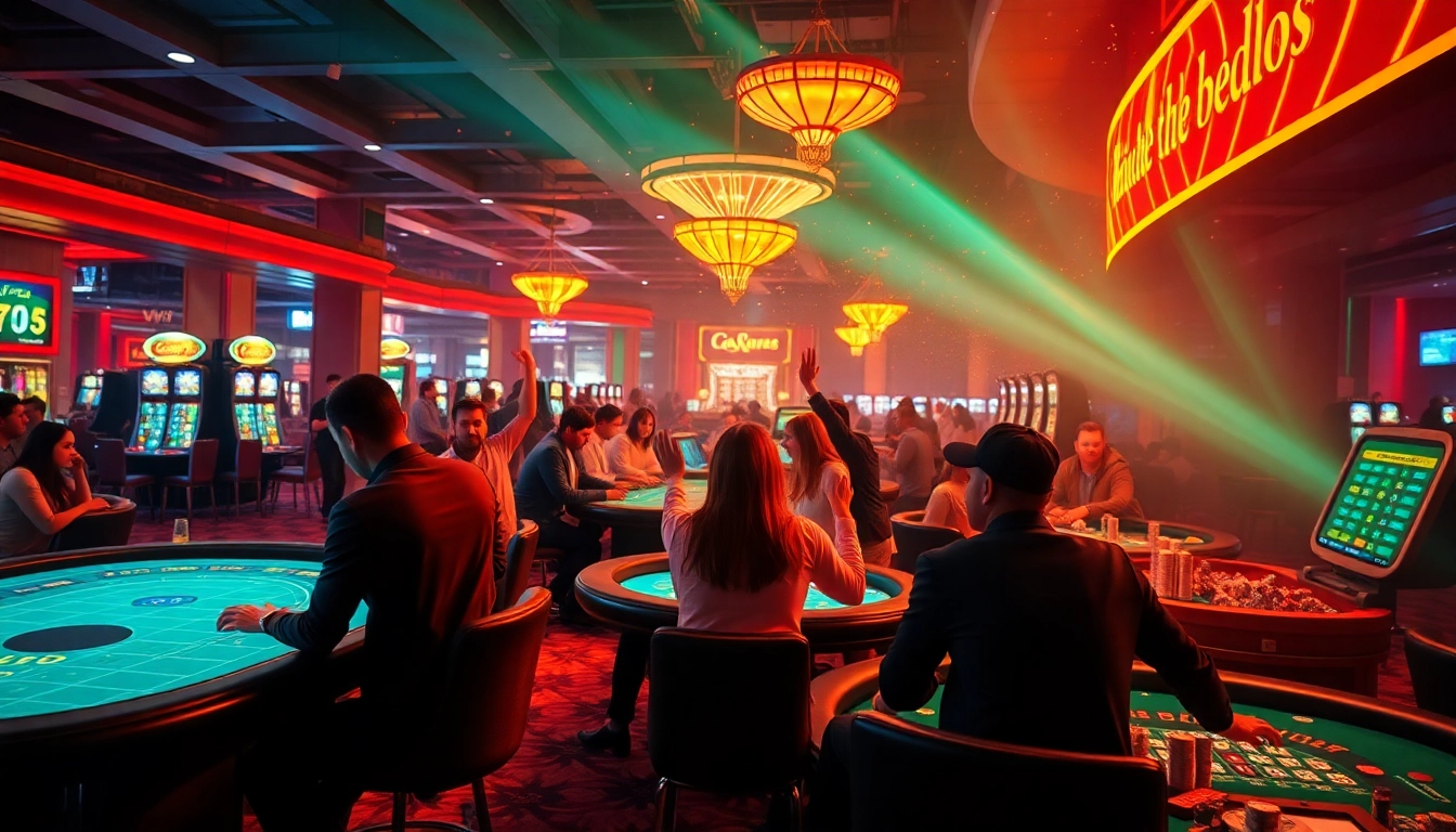 Experience the excitement of online sports betting at https://talkprep.org/ with vibrant casino scenes and players celebrating wins.