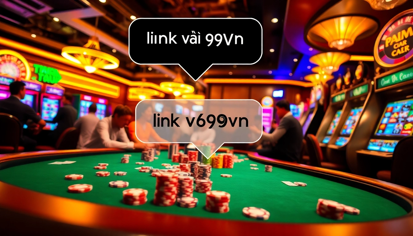 Experience the thrill of gambling at a poker table with "link vào 69VN" as players strategize and bet.