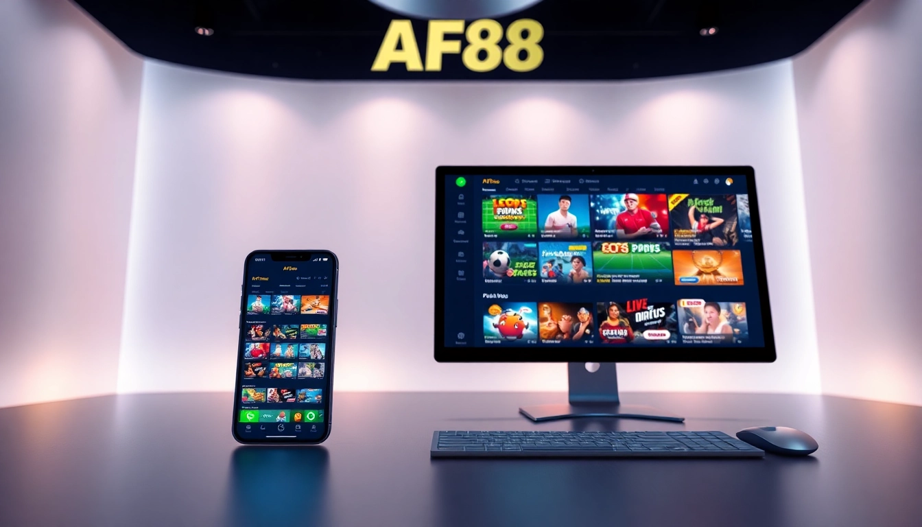 Engaging online betting interface for AF88 com featuring diverse games and live support elements.