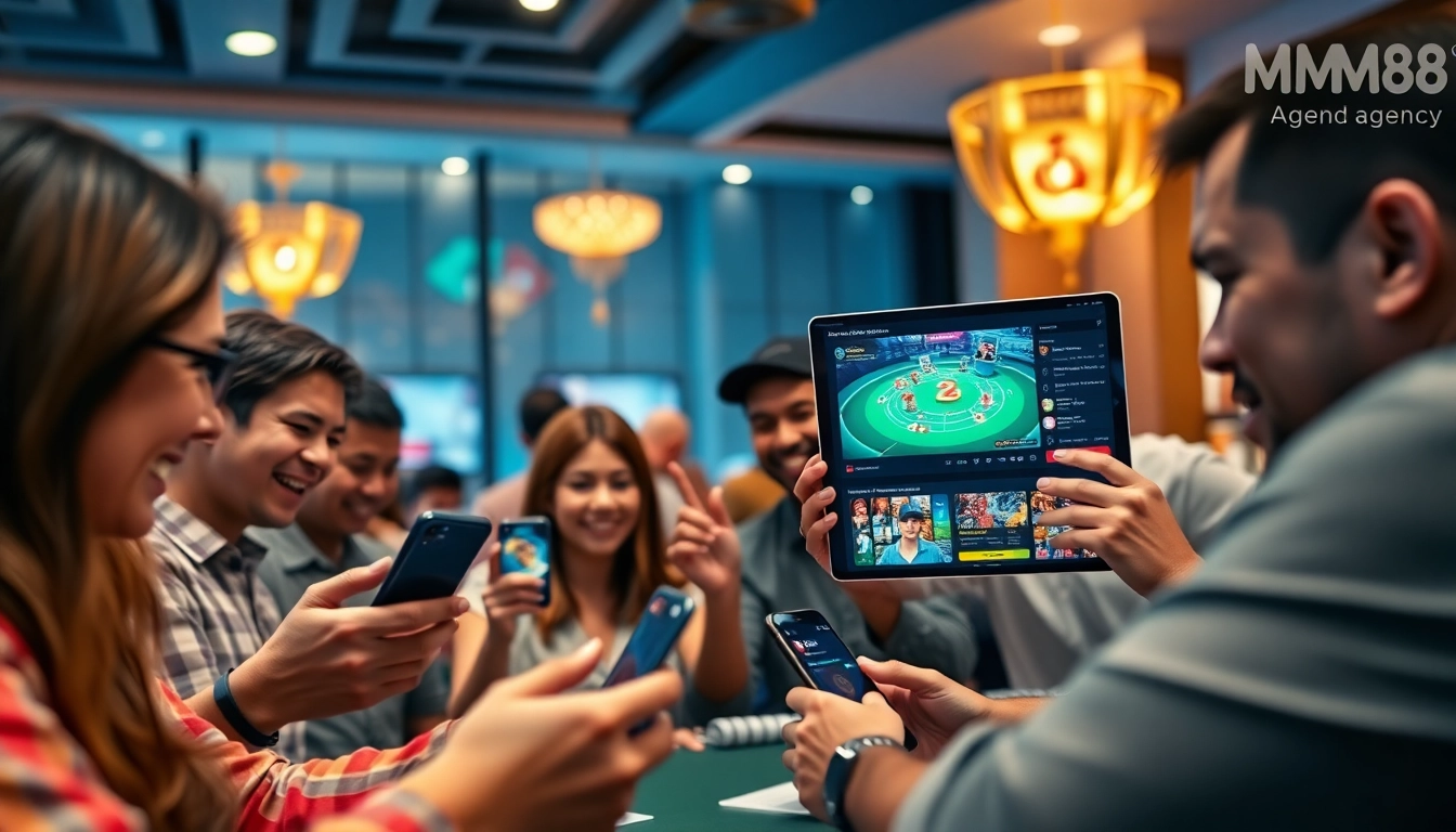 Immersive online gaming experience at https://mm88.agency/ showcasing diverse players and secure interface.