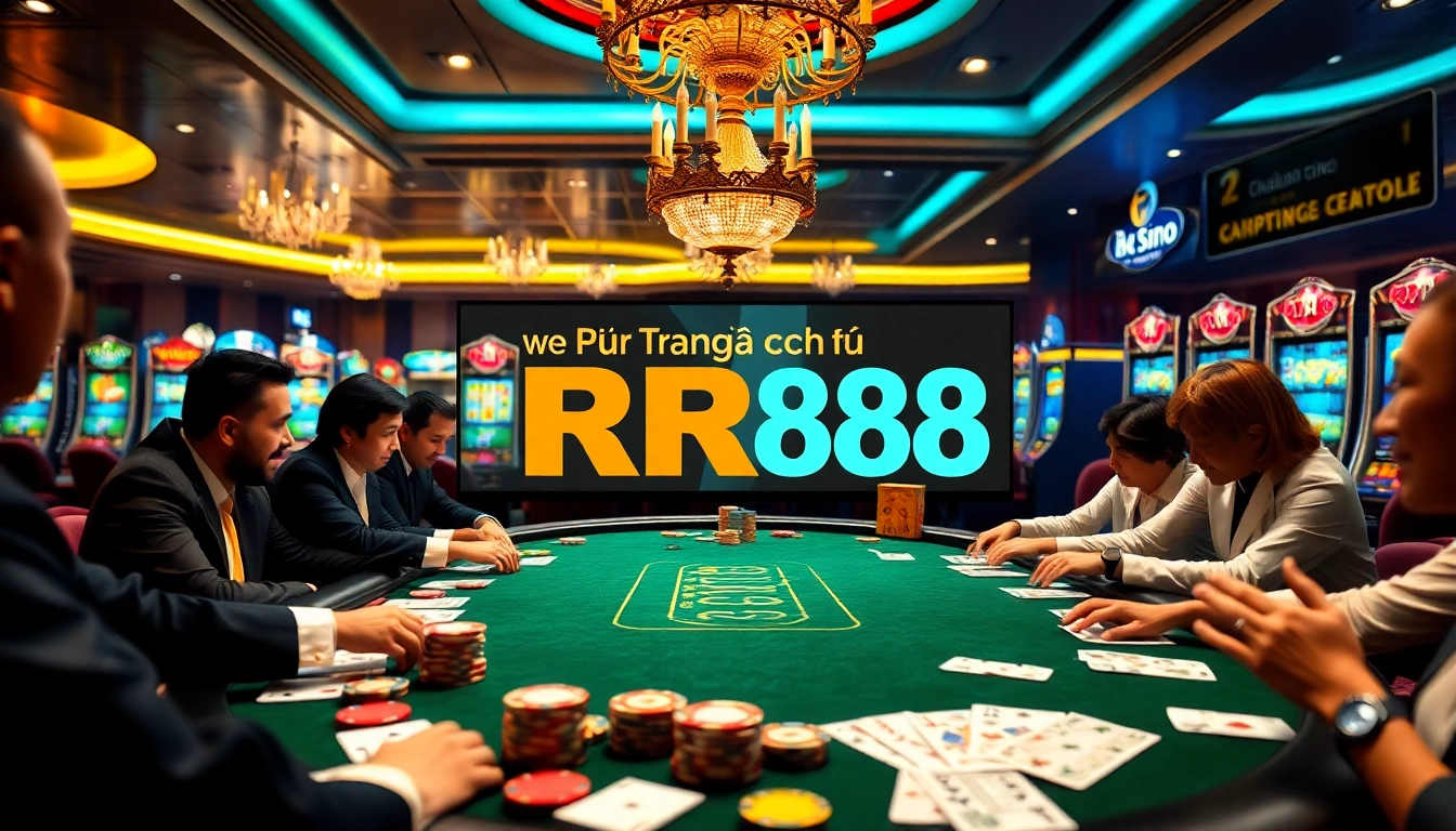 Engaging poker scene showcasing the thrilling atmosphere at Trang chủ RR88 casino.