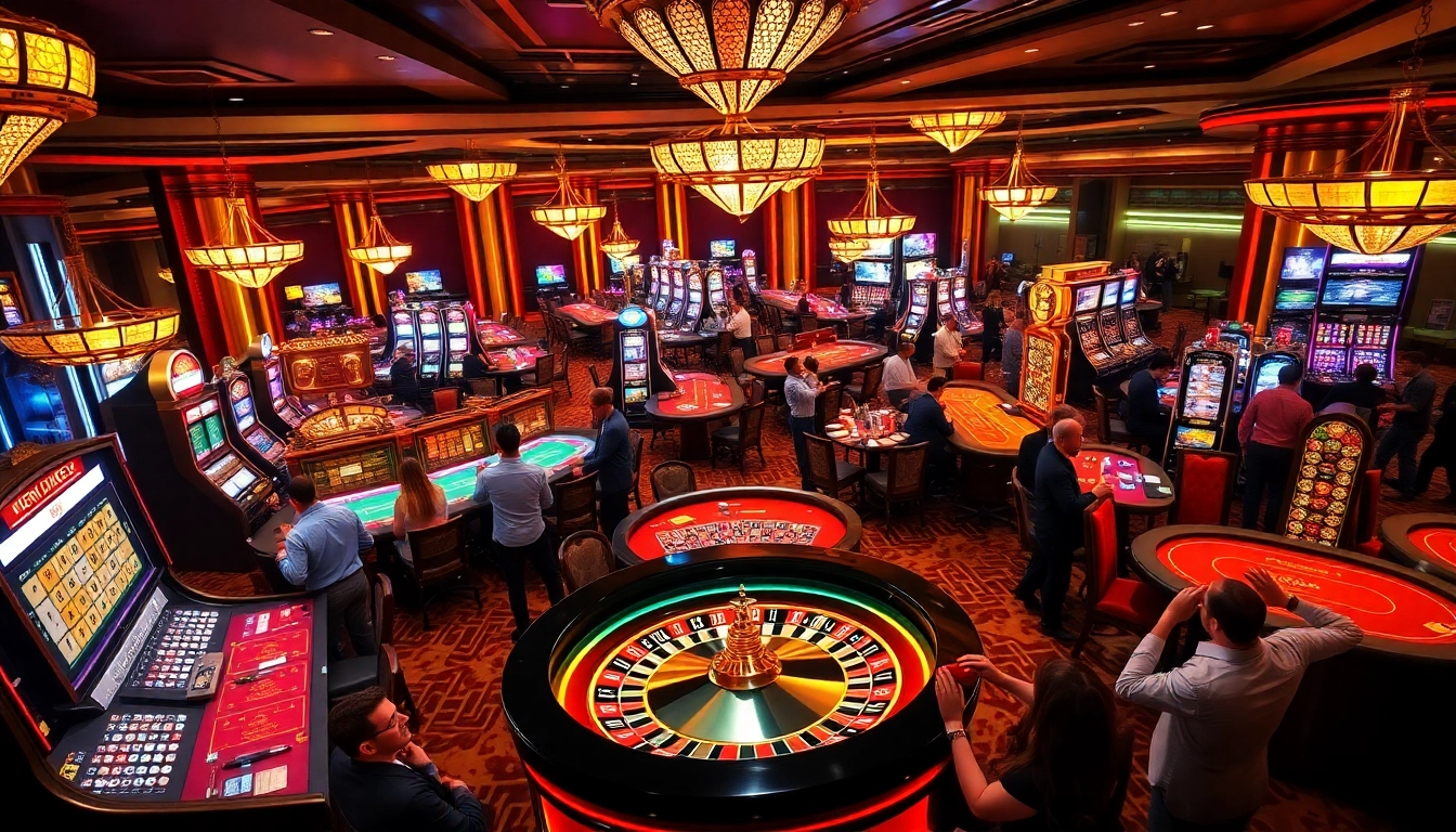 The thrilling atmosphere of online gambling at https://vnew88.vip/, showcasing roulette and excited players.