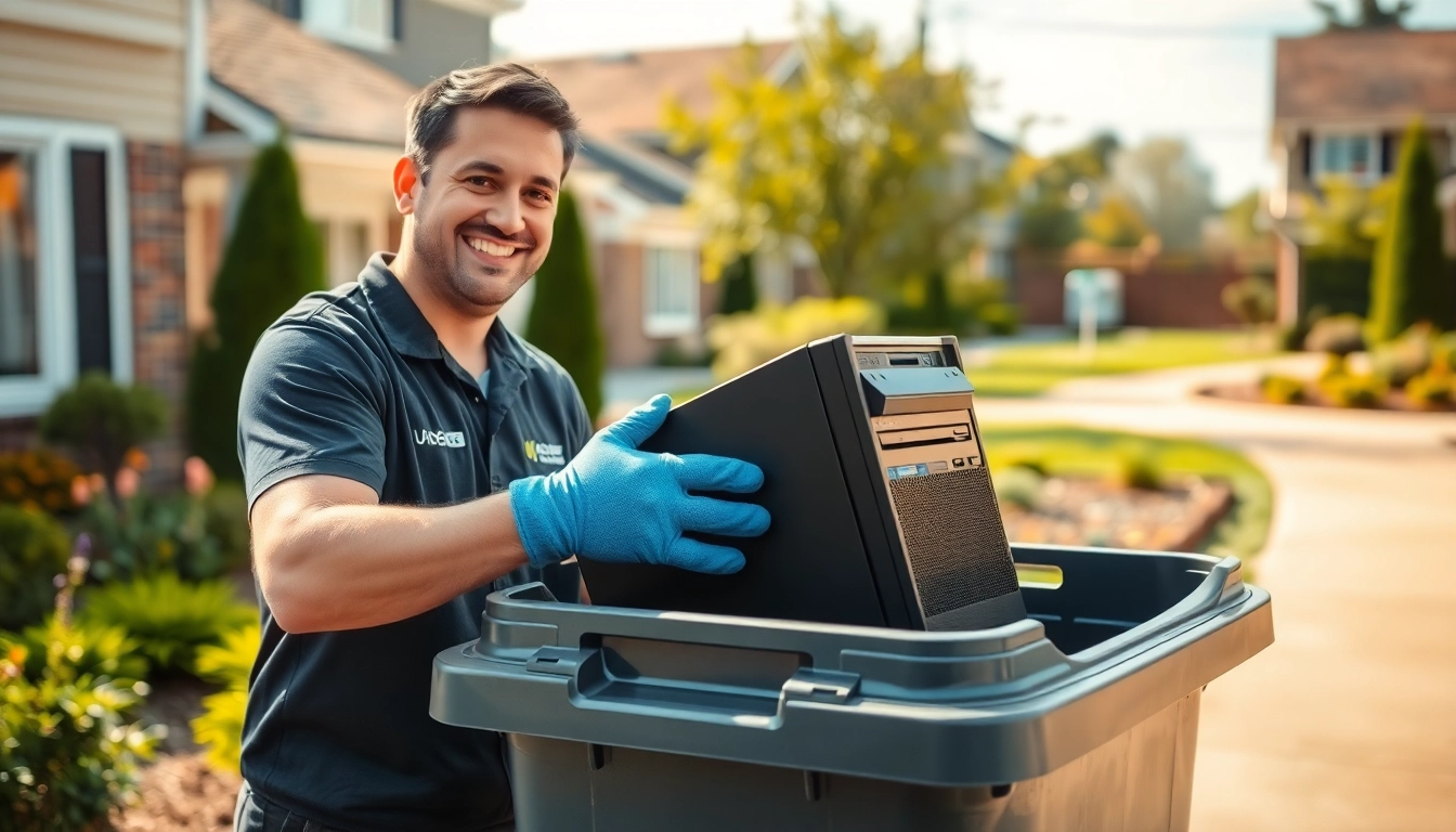 Schedule a free computer pick up with a knowledgeable technician assisting in recycling electronics.