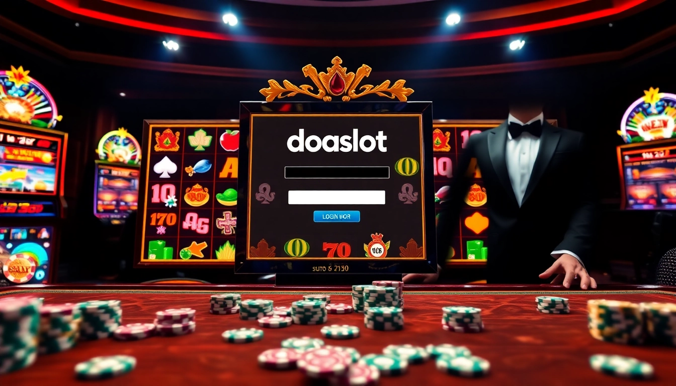Engage in the doaslot login experience with vibrant casino visuals and gaming excitement.