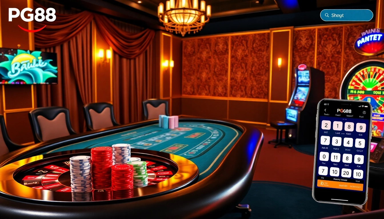 Experience thrilling action at pg88 online casino with vibrant poker tables and colorful chips.