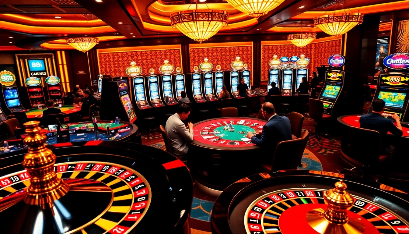 Players enjoying the thrill of gambling at 88i casino tables with vibrant atmosphere.