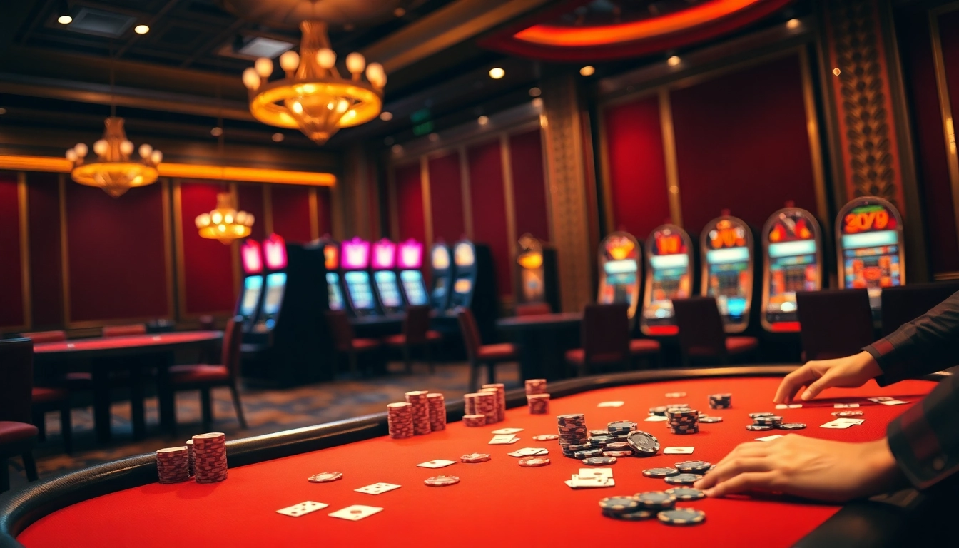 Engaged players strategize at a high-stakes poker table in a luxurious casino featuring DF 999 elements.