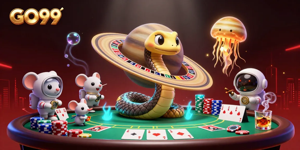 Place bets in the exciting GO99 cosmic poker scene featuring unique characters.